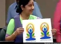 External Affairs Minister Sushma Swaraj unveiled the logo for the International Yoga Day.