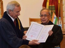 President Pranab Mukherjee conferred with Professor Honoris Causa Award