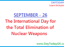 September 26 – International Day for the Total Elimination of Nuclear Weapons