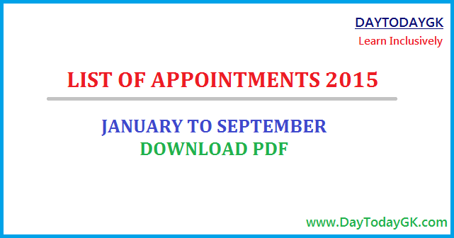List of Appointments 2015 PDF