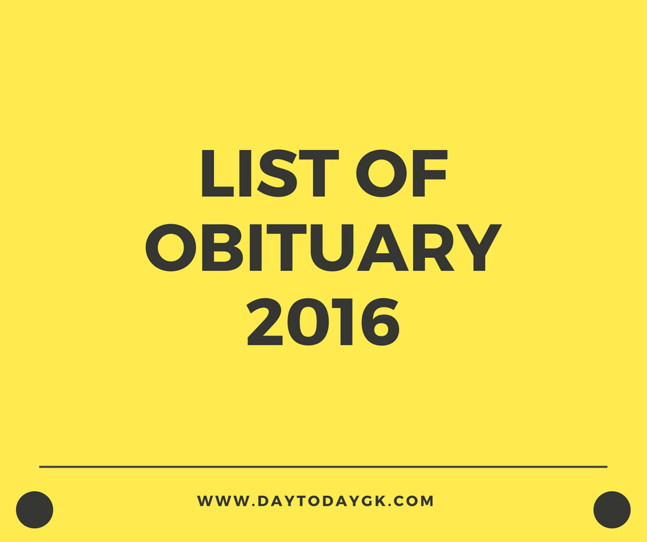 List of Obituary 2016 – January to September 2016 PDF