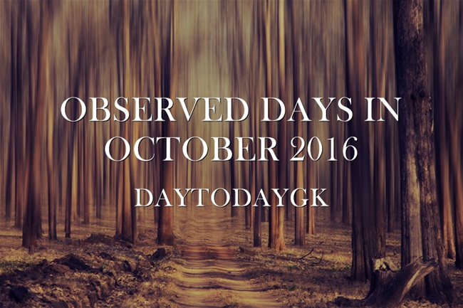 Observed Days in October 2016 – Video