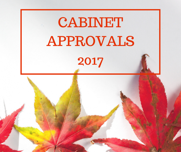 Cabinet Approvals 2017