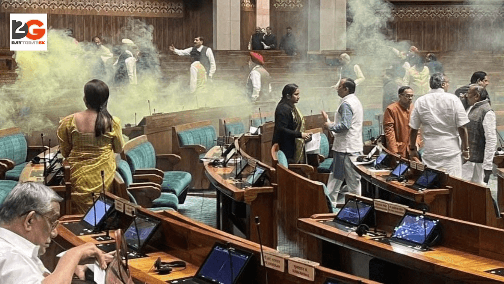 Parliament security breach : 2 intruders jump from gallery, spray gas